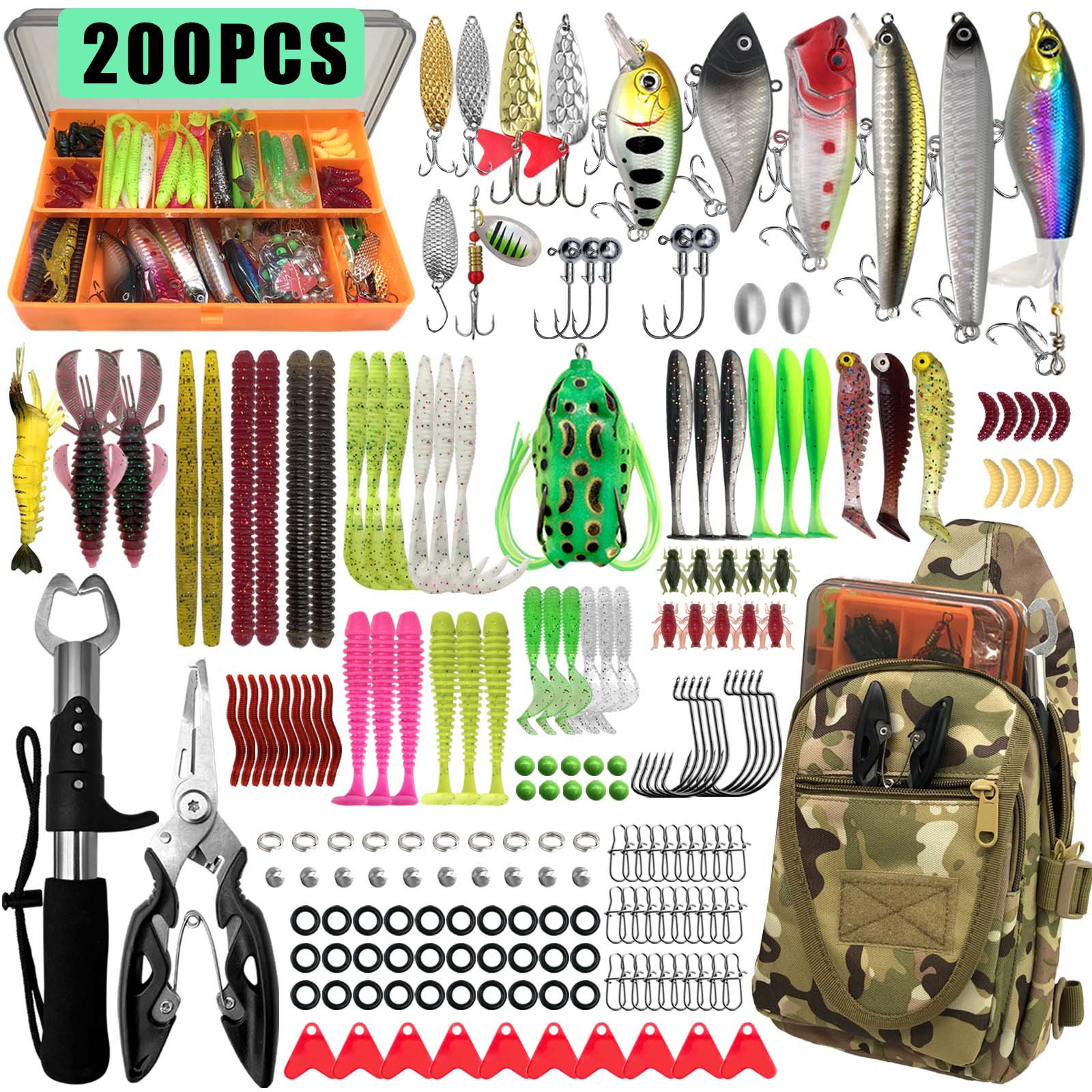 Fishing Lure Making Kit - 200/106/92pcs Perlengkapan Umpan Pancing, Termasuk Kotak